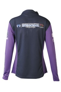 W214  Design long-sleeved sweatshirts, order half-breasted contrasting zippers, corporate collars, contrasting sleeves, contrasting flat women's sweatshirts back view